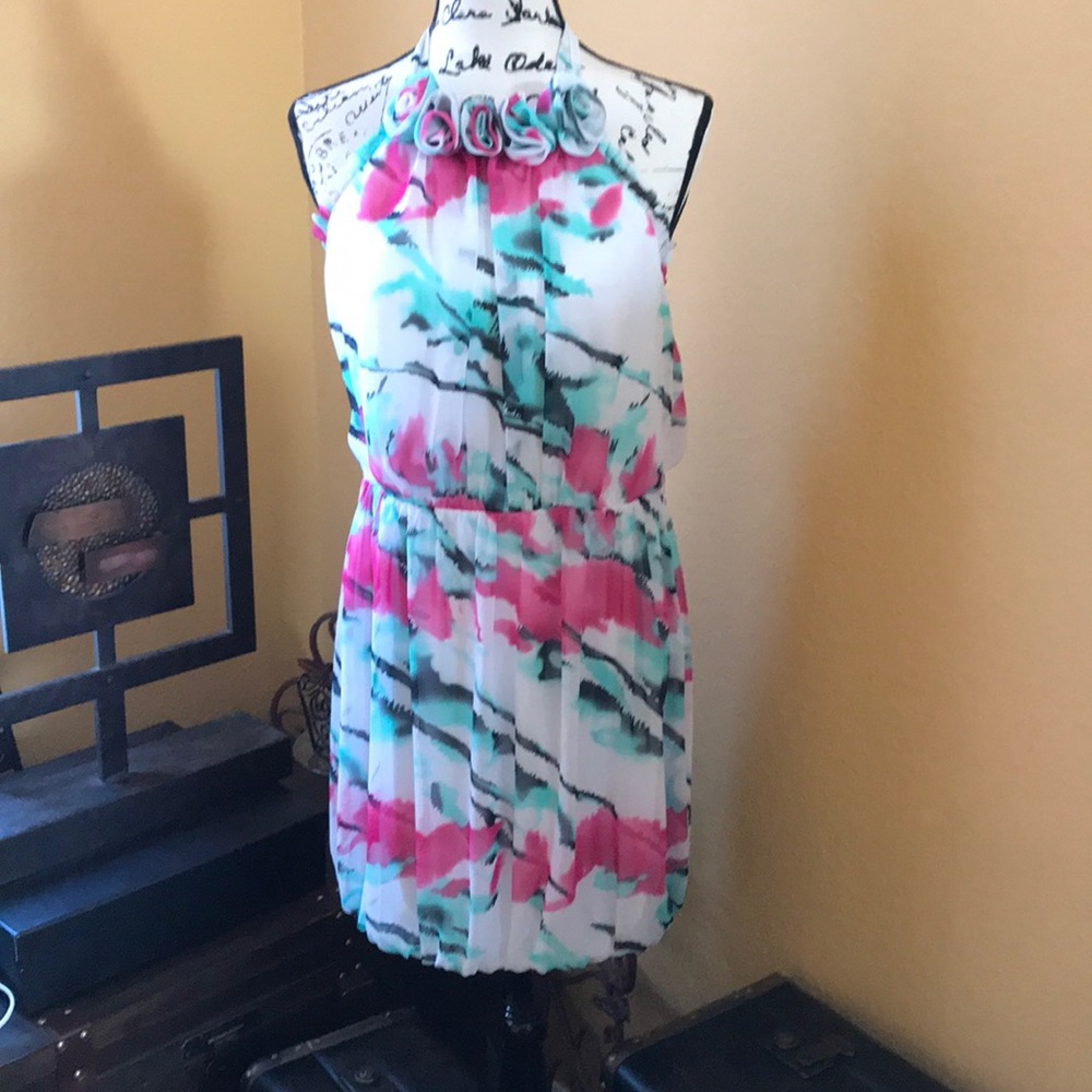 Halter tie mini dress